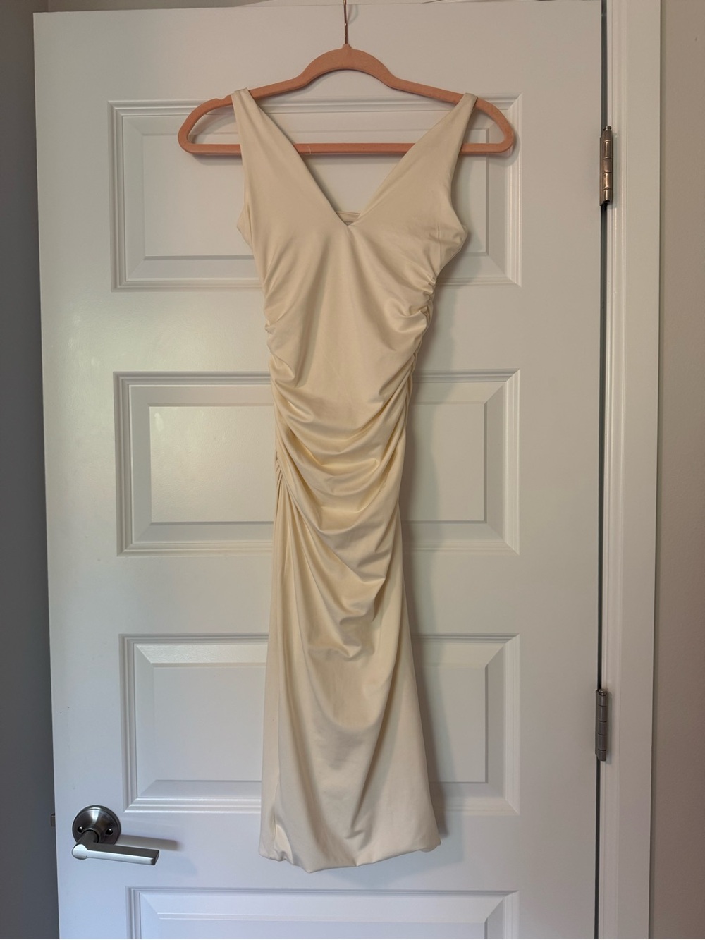 NWOT Oh Polly midi cream tight dress